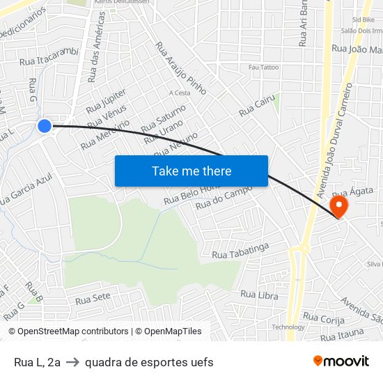 Rua L, 2a to quadra de esportes uefs map