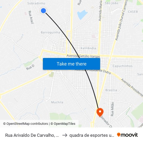 Rua Arivaldo De Carvalho, 364 to quadra de esportes uefs map