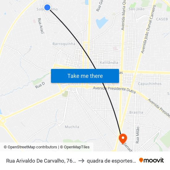 Rua Arivaldo De Carvalho, 760-824 to quadra de esportes uefs map