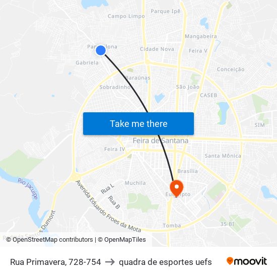 Rua Primavera, 728-754 to quadra de esportes uefs map