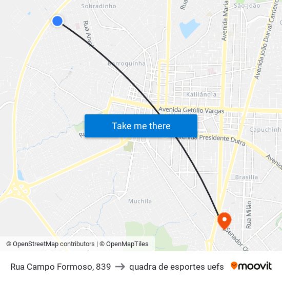 Rua Campo Formoso, 839 to quadra de esportes uefs map