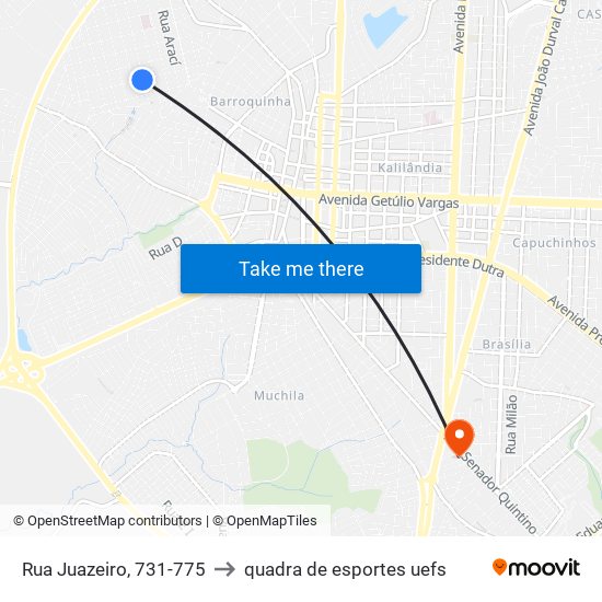 Rua Juazeiro, 731-775 to quadra de esportes uefs map