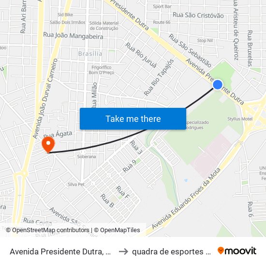Avenida Presidente Dutra, 3210 to quadra de esportes uefs map