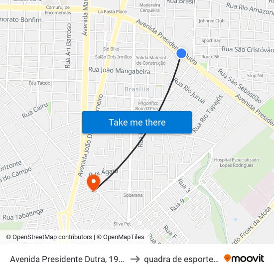 Avenida Presidente Dutra, 1962-2202 to quadra de esportes uefs map