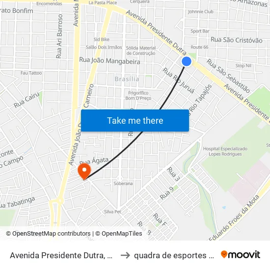 Avenida Presidente Dutra, 2299 to quadra de esportes uefs map