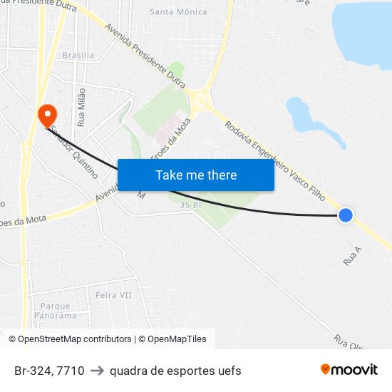 Br-324, 7710 to quadra de esportes uefs map