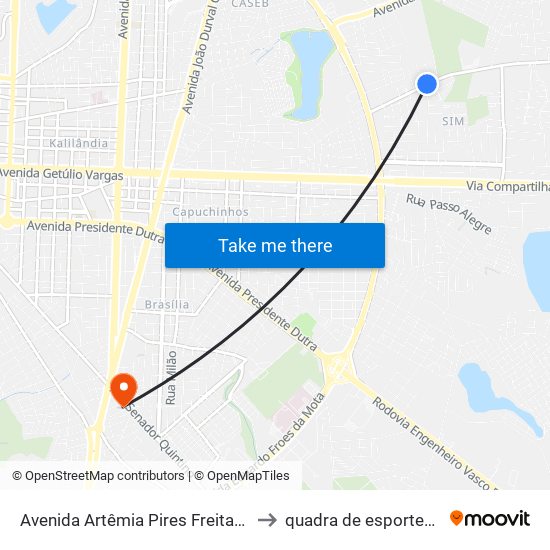 Avenida Artêmia Pires Freitas, 2936 to quadra de esportes uefs map