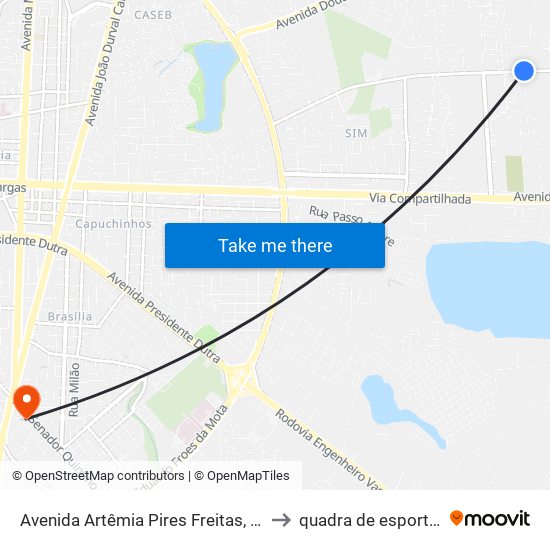 Avenida Artêmia Pires Freitas, 1519-2273 to quadra de esportes uefs map