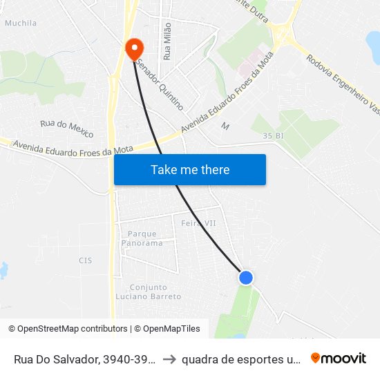 Rua Do Salvador, 3940-3942 to quadra de esportes uefs map