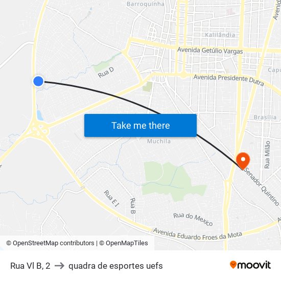 Rua Vl B, 2 to quadra de esportes uefs map