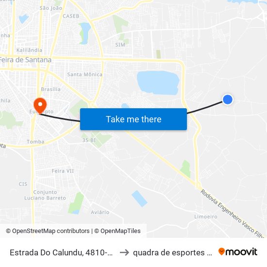 Estrada Do Calundu, 4810-5114 to quadra de esportes uefs map