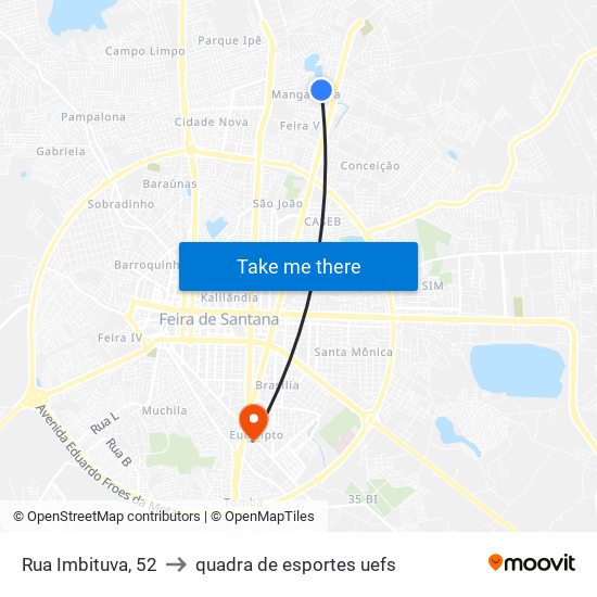 Rua Imbituva, 52 to quadra de esportes uefs map