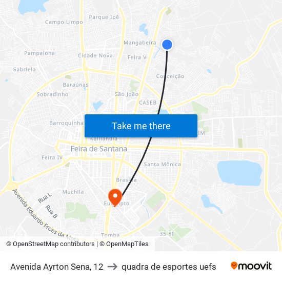 Avenida Ayrton Sena, 12 to quadra de esportes uefs map