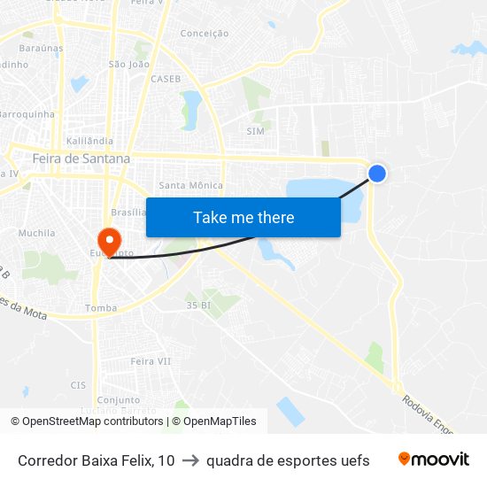 Corredor Baixa Felix, 10 to quadra de esportes uefs map