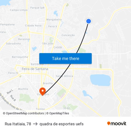 Rua Itatiaia, 78 to quadra de esportes uefs map