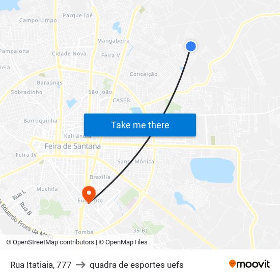 Rua Itatiaia, 777 to quadra de esportes uefs map