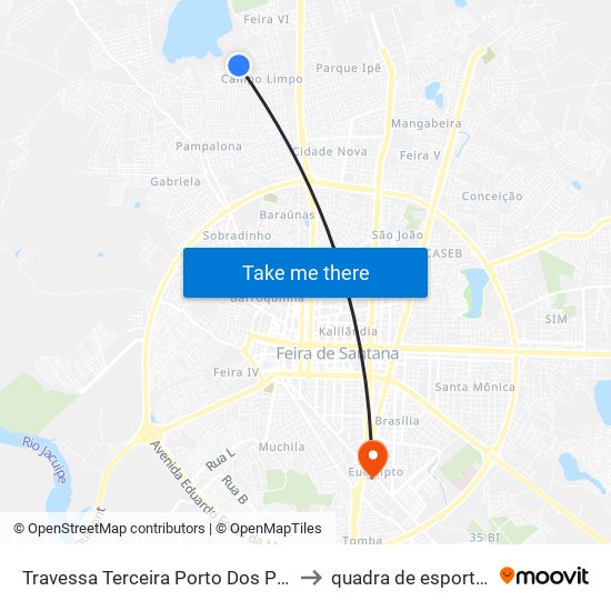 Travessa Terceira Porto Dos Prazeres, 20 to quadra de esportes uefs map