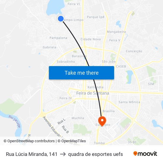 Rua Lúcia Miranda, 141 to quadra de esportes uefs map