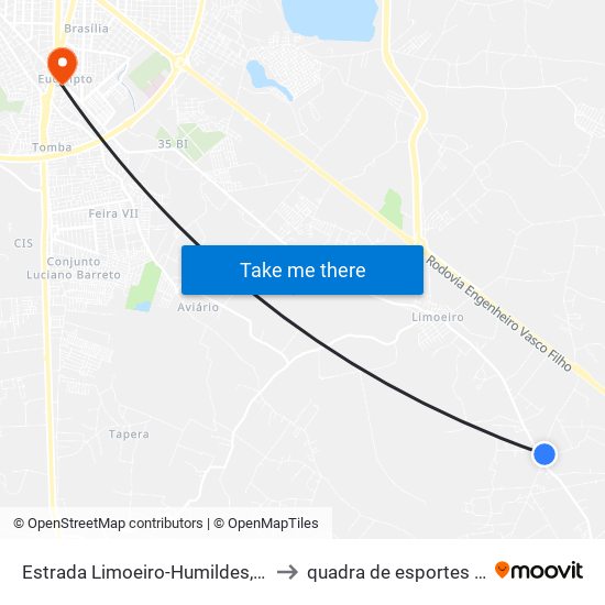 Estrada Limoeiro-Humildes, 2002 to quadra de esportes uefs map