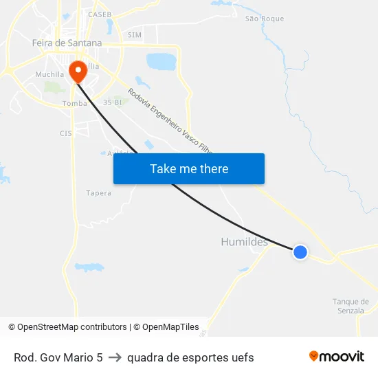Rod. Gov Mario 5 to quadra de esportes uefs map