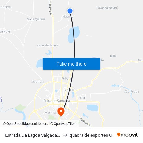 Estrada Da Lagoa Salgada, 52 to quadra de esportes uefs map