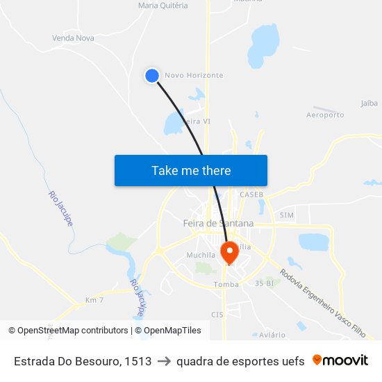 Estrada Do Besouro, 1513 to quadra de esportes uefs map