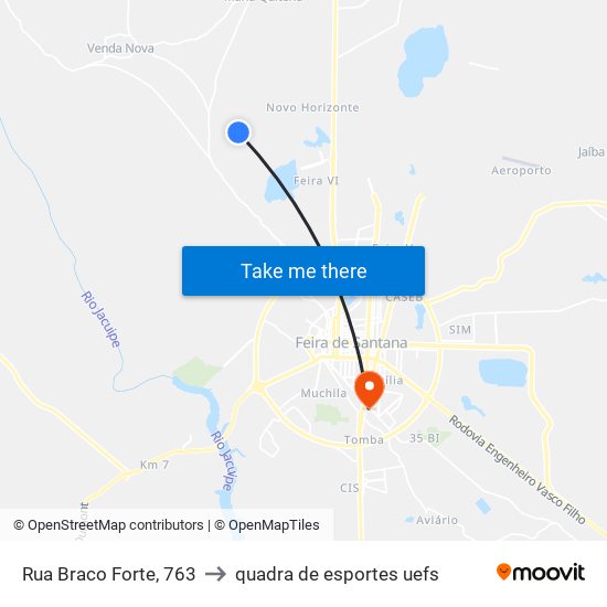 Rua Braco Forte, 763 to quadra de esportes uefs map