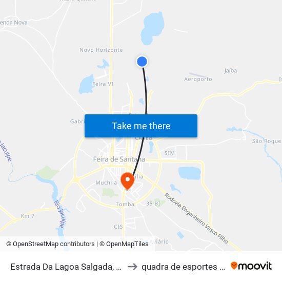 Estrada Da Lagoa Salgada, 2882 to quadra de esportes uefs map