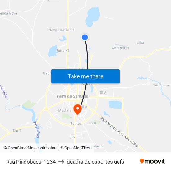 Rua Pindobacu, 1234 to quadra de esportes uefs map