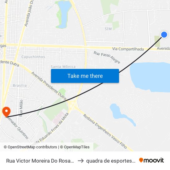 Rua Victor Moreira Do Rosario, 55 to quadra de esportes uefs map