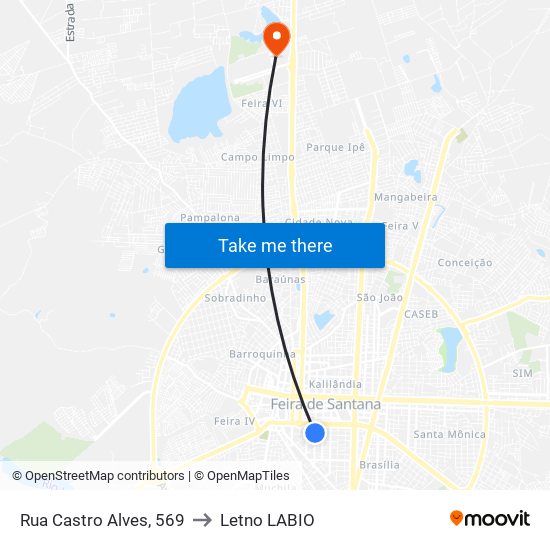 Rua Castro Alves, 569 to Letno LABIO map
