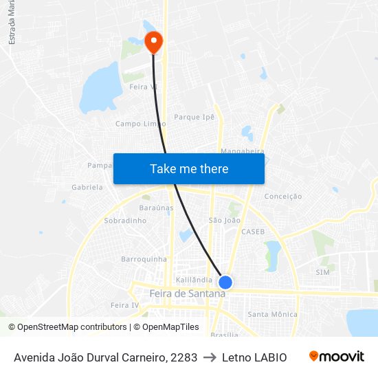 Avenida João Durval Carneiro, 2283 to Letno LABIO map