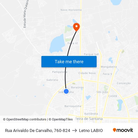 Rua Arivaldo De Carvalho, 760-824 to Letno LABIO map