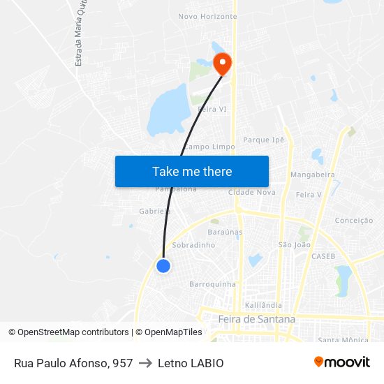Rua Paulo Afonso, 957 to Letno LABIO map