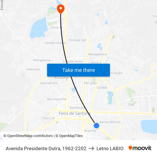 Avenida Presidente Dutra, 1962-2202 to Letno LABIO map