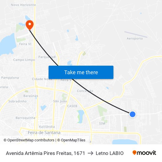 Avenida Artêmia Pires Freitas, 1671 to Letno LABIO map