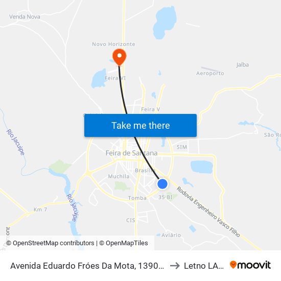Avenida Eduardo Fróes Da Mota, 13902-14222 to Letno LABIO map