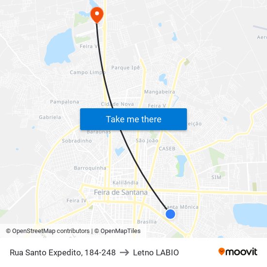 Rua Santo Expedito, 184-248 to Letno LABIO map