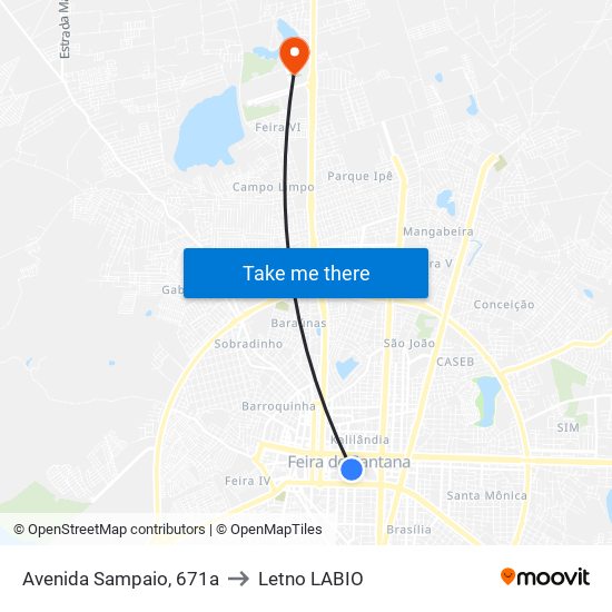 Avenida Sampaio, 671a to Letno LABIO map