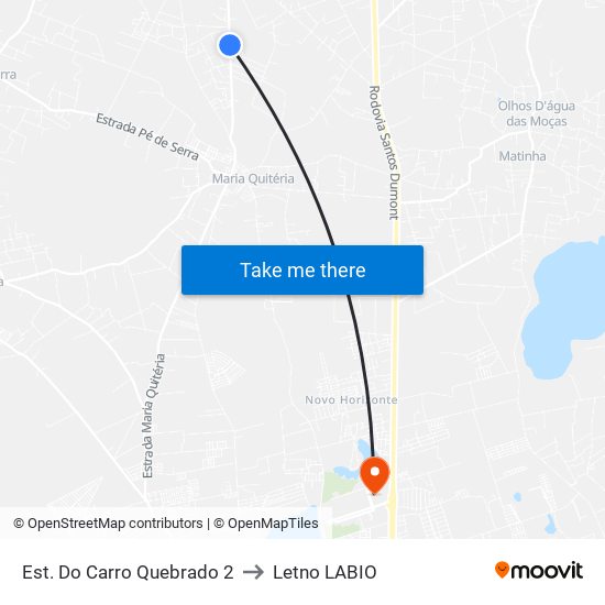 Est. Do Carro Quebrado 2 to Letno LABIO map
