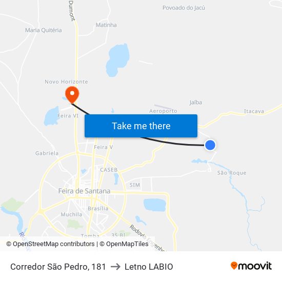 Corredor São Pedro, 181 to Letno LABIO map