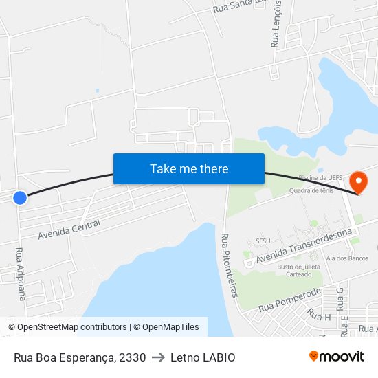 Rua Boa Esperança, 2330 to Letno LABIO map