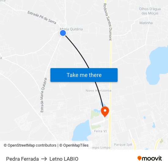 Pedra Ferrada to Letno LABIO map