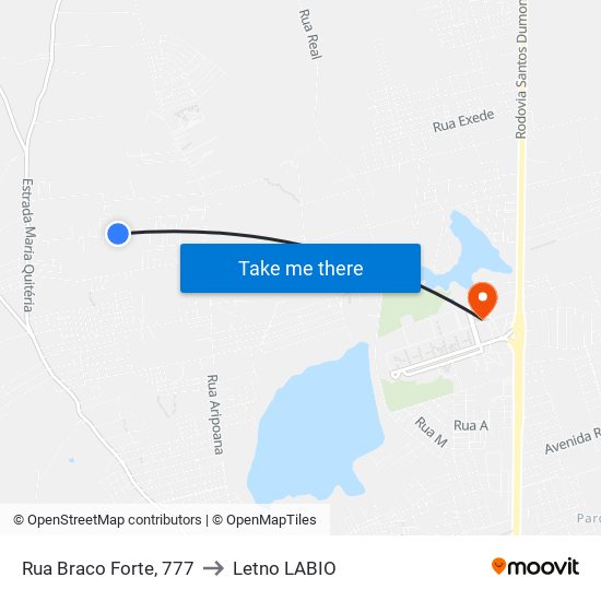 Rua Braco Forte, 777 to Letno LABIO map