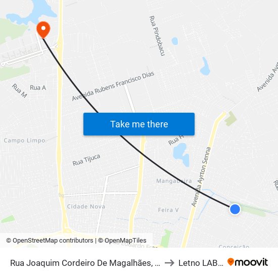 Rua Joaquim Cordeiro De Magalhães, 216 to Letno LABIO map