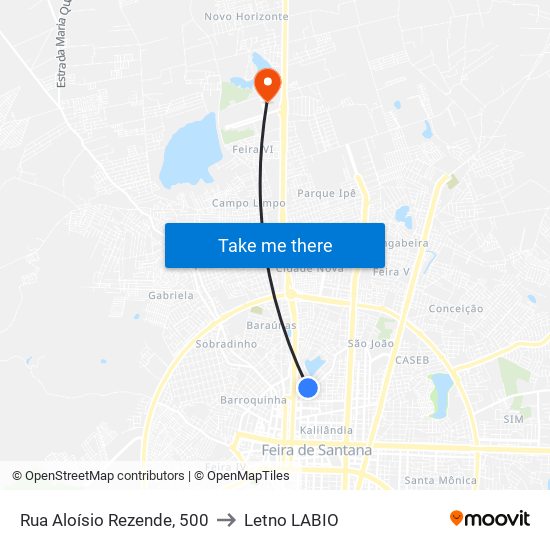 Rua Aloísio Rezende, 500 to Letno LABIO map