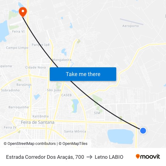 Estrada Corredor Dos Araçás, 700 to Letno LABIO map
