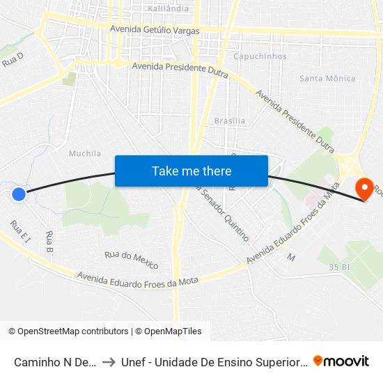 Caminho N Dezoito, 100 to Unef - Unidade De Ensino Superior De Feira De Santana map