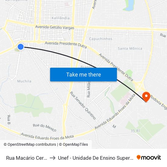 Rua Macário Cerqueira, 69-75 to Unef - Unidade De Ensino Superior De Feira De Santana map