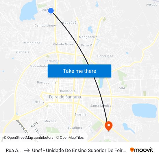 Rua A, 37 to Unef - Unidade De Ensino Superior De Feira De Santana map